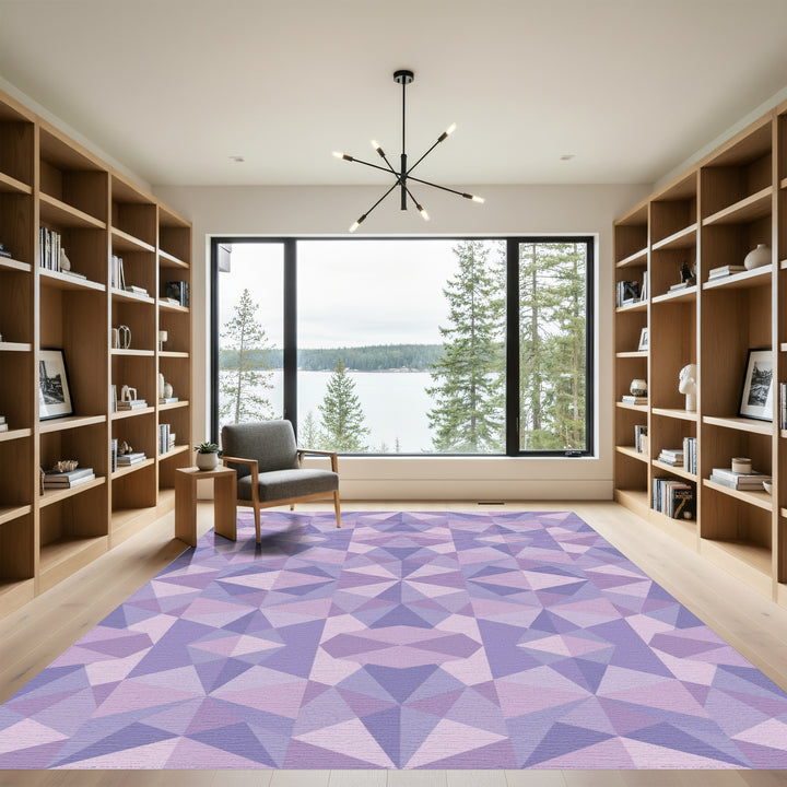 Lavender Geometric Crystal Tessellation Rug