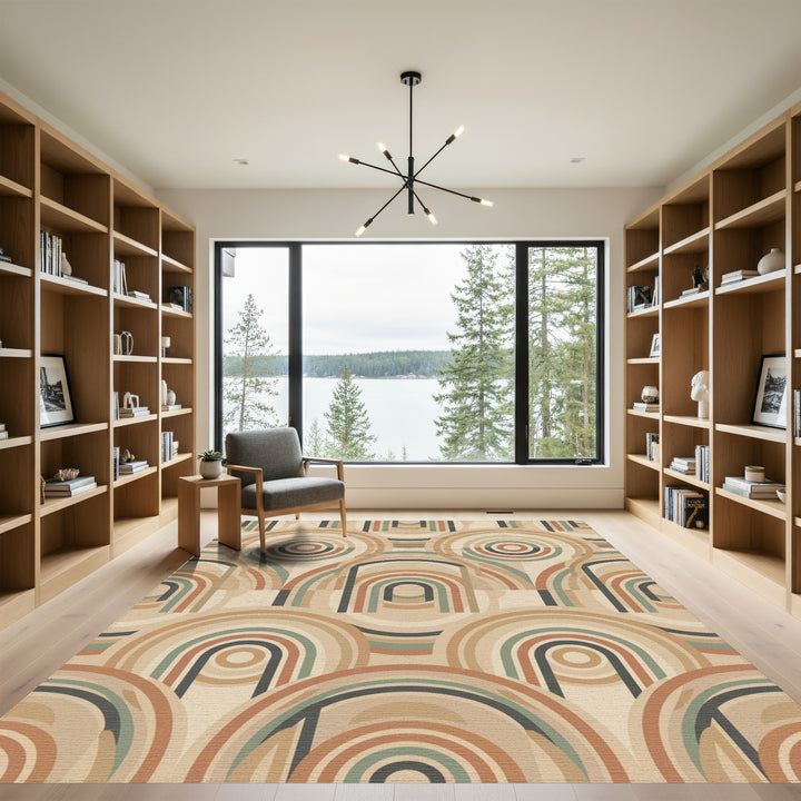 Retro Earth Tones Arch Rainbow Rug