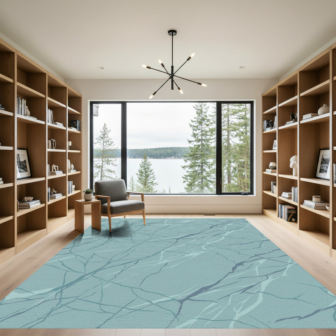 Aqua Blue Marble Vein Rug