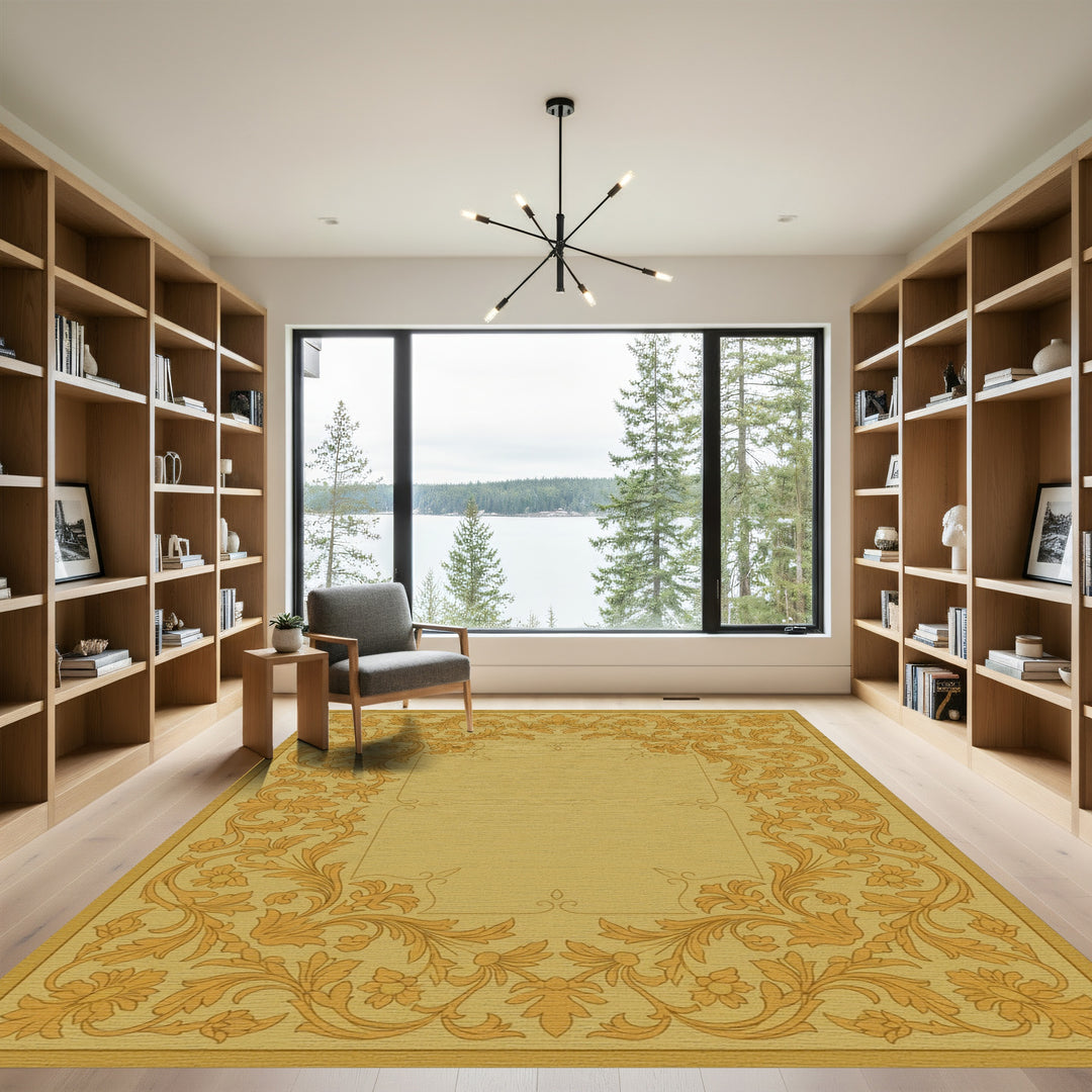 Embellished Ornate Leaf Scroll Rug