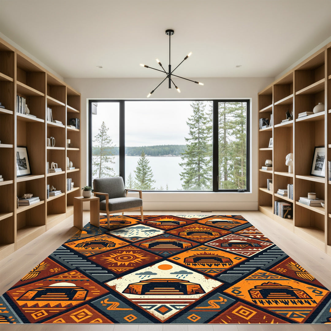 Ancestral Sun Stone Stair Geometric Rug