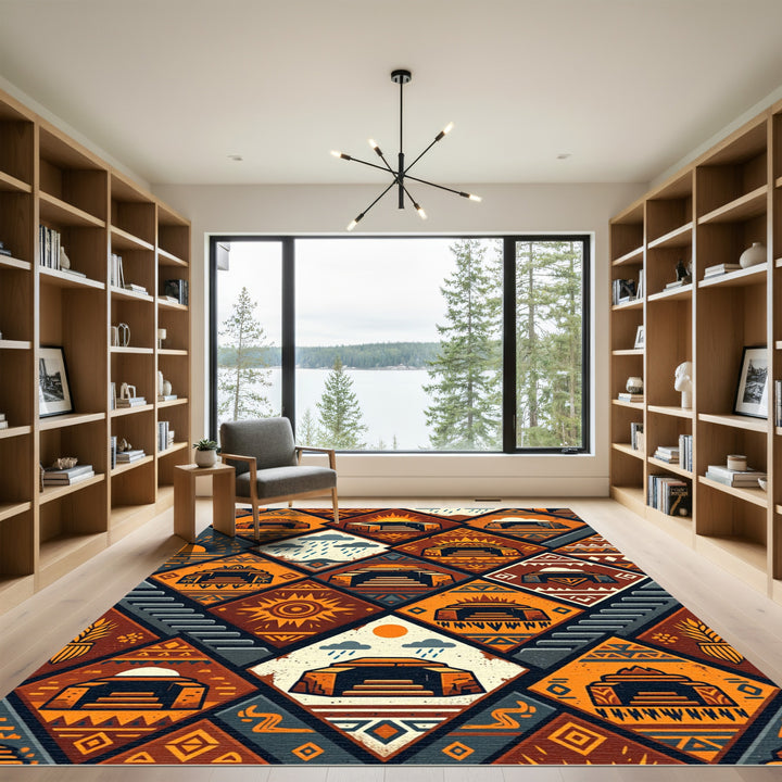 Ancestral Sun Stone Stair Geometric Rug