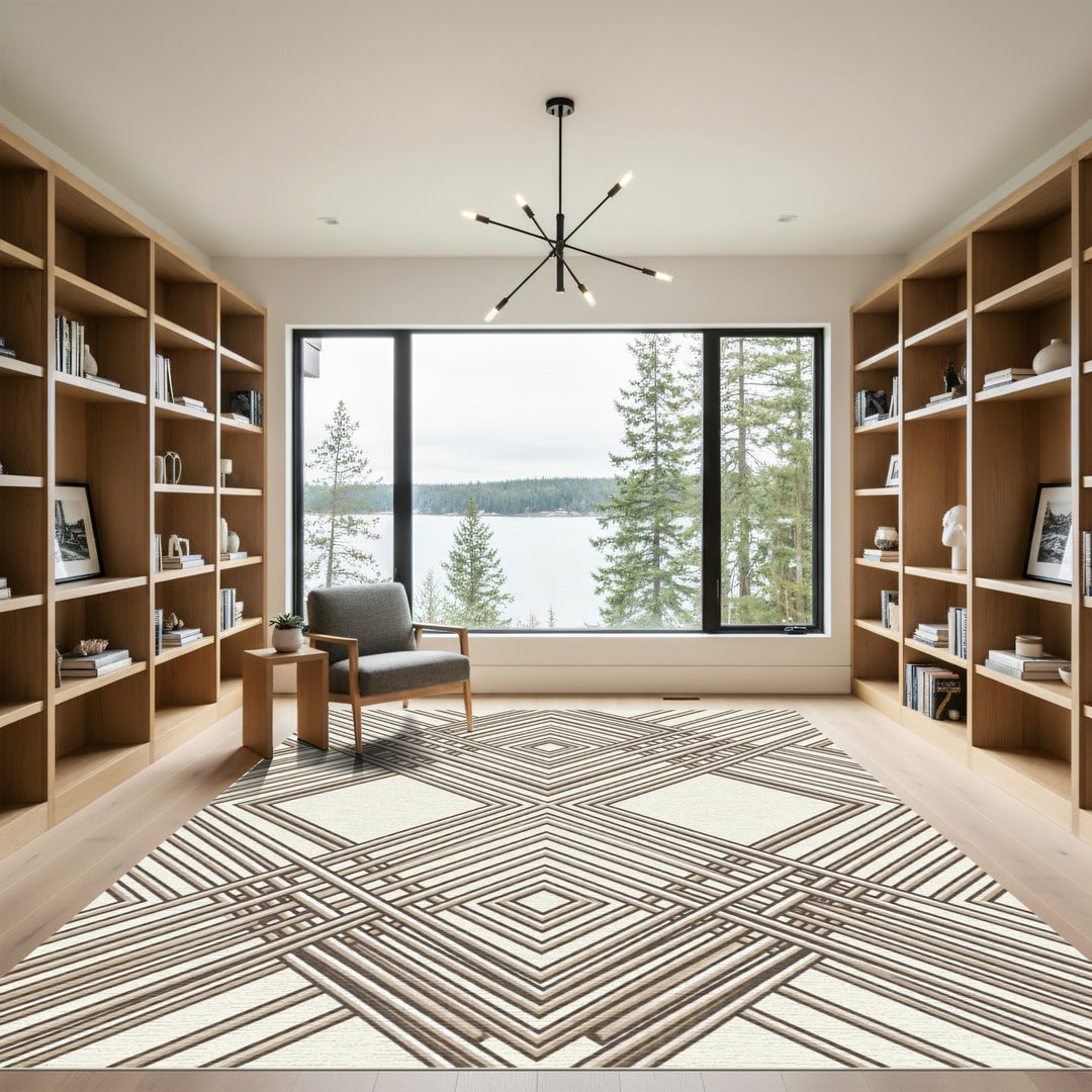 Abstract Golden Intersecting Squares Rug