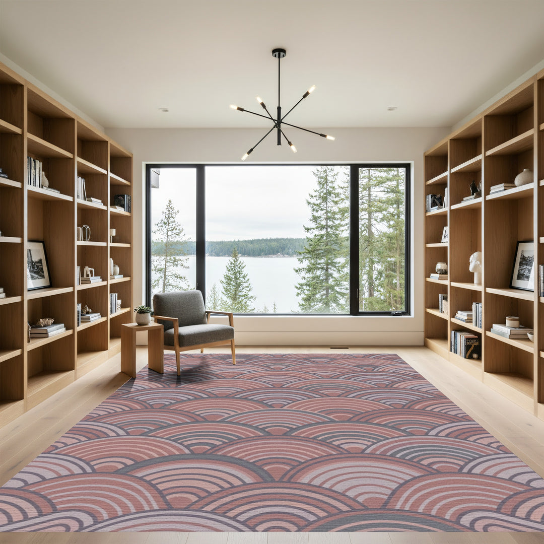 Terracotta Gray Rainbow Arc Rug