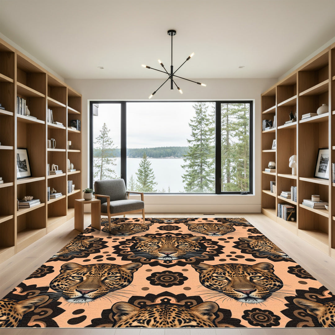 Leopard Medallion Terracotta Home Decor Rug