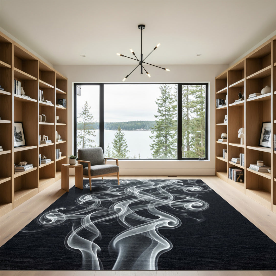 Abstract Smoke Swirl Rug