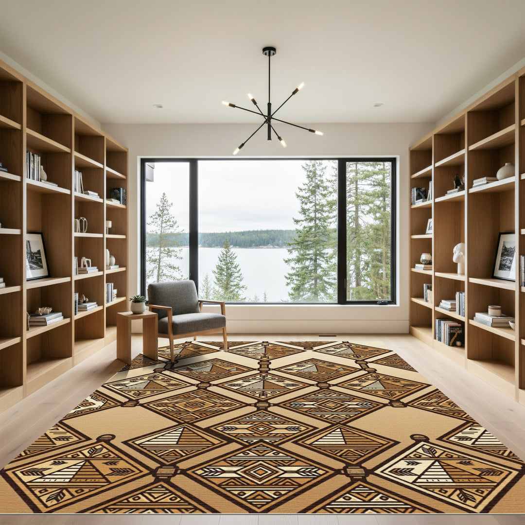 Ancient Egyptian Geometric Diamond Rug