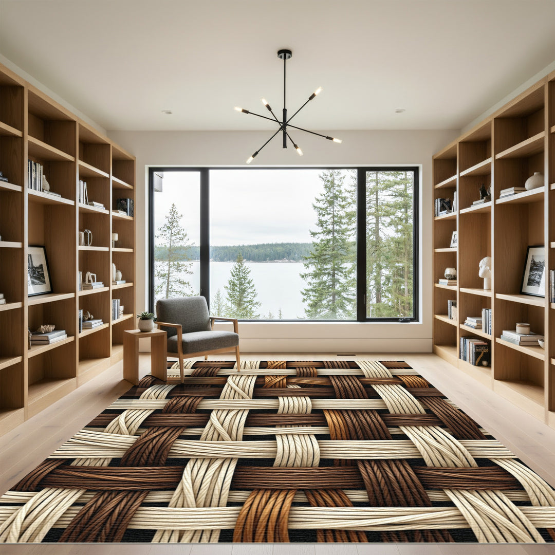 Woven Tan Beige Rich Brown Texture Rug