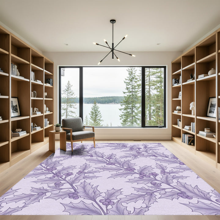 Delicate Purple Holly Berry Sprigs Rug