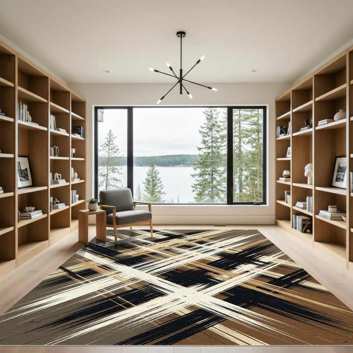 Earthy Tone Abstract Brush Stroke Rug