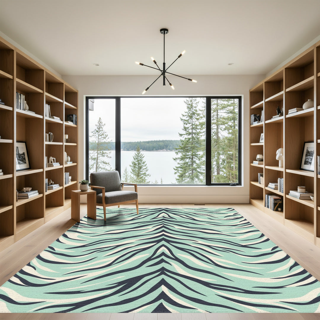 Mint Aqua Tiger Stripe Rug