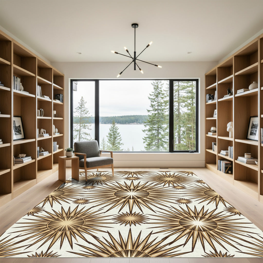 Geometric Golden Sunburst Rug