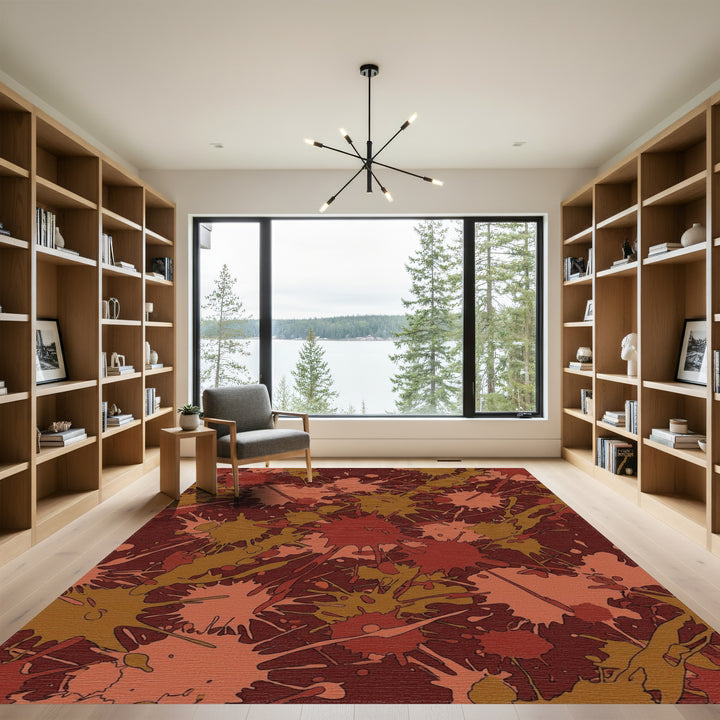 Crimson Earth Tones Splatter Graphic Rug