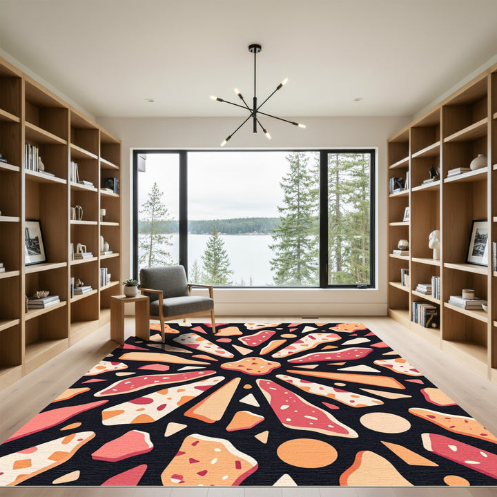 Abstract Coral And Ochre Fragments Rug