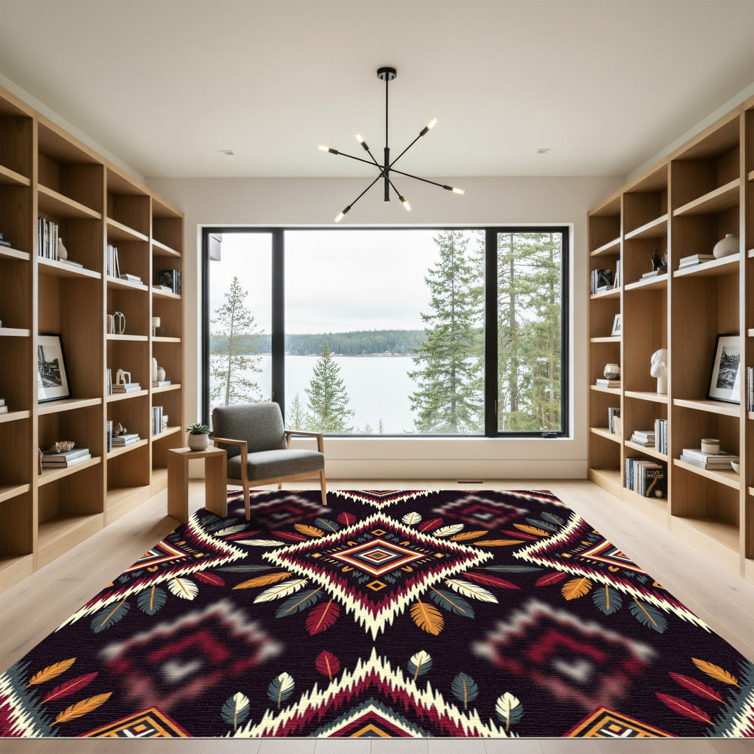 Bold Feathered Ikat Diamond Rug