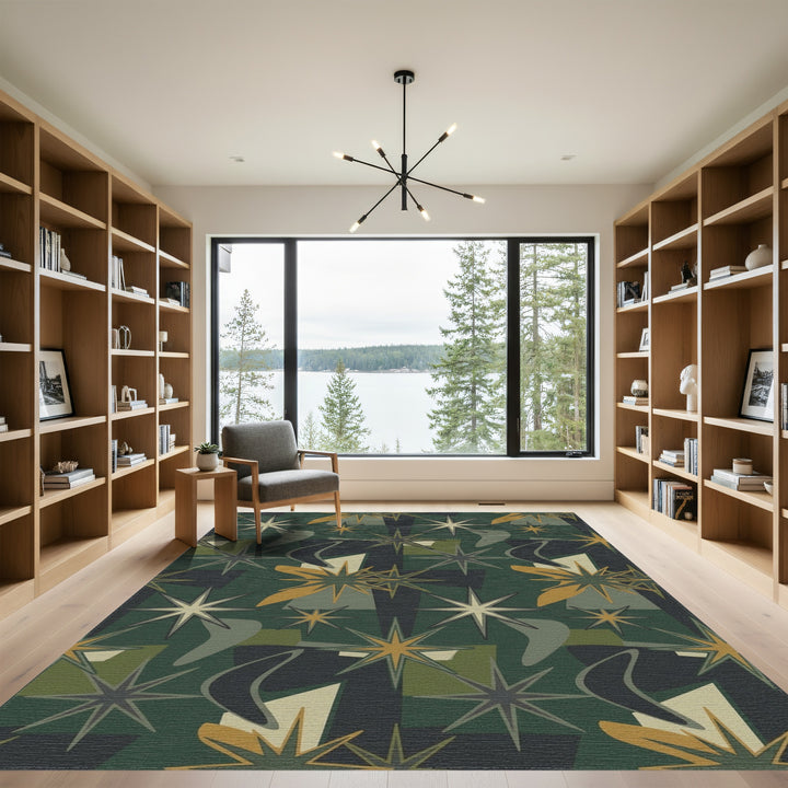 Retro Starburst Geometric Mid Century Rug