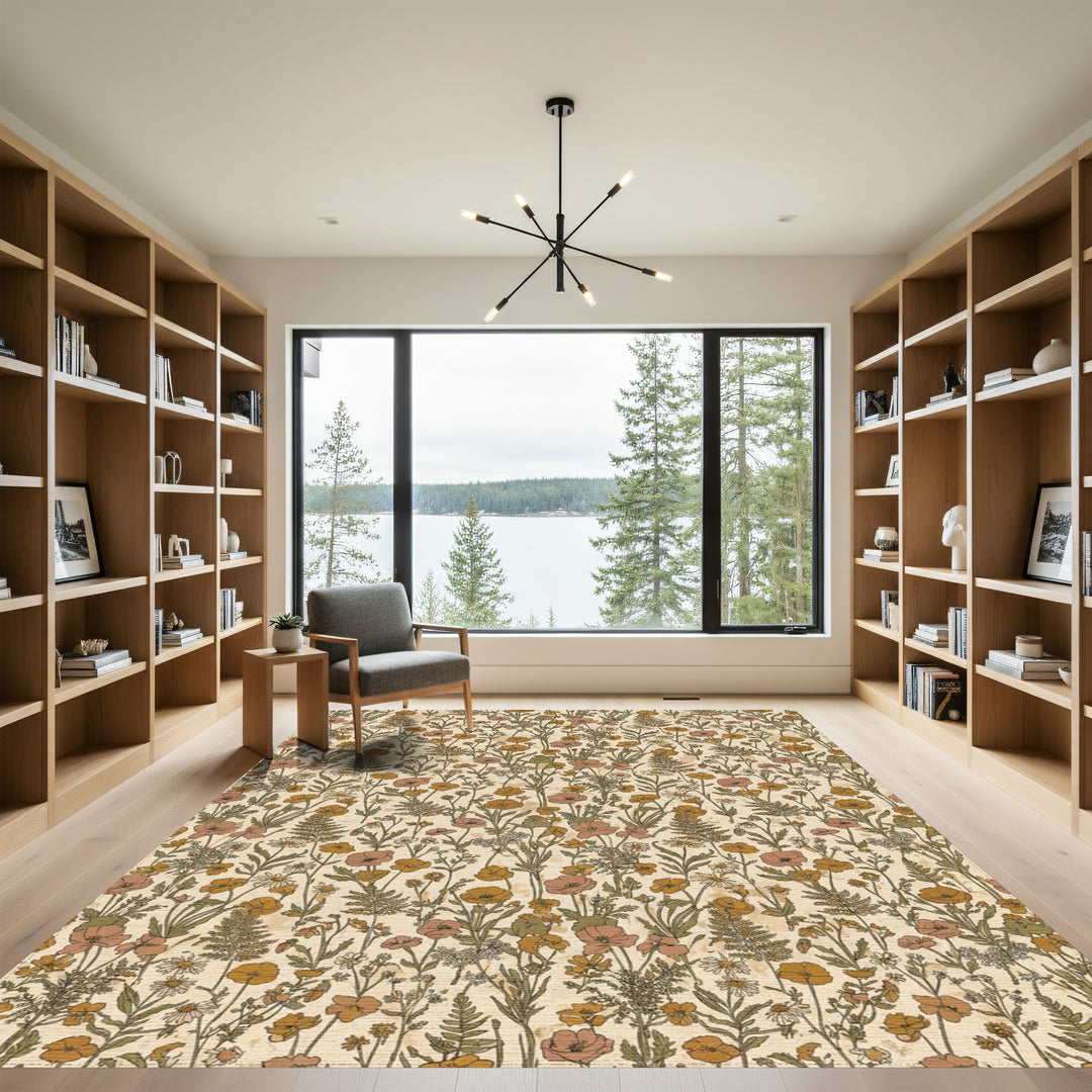 Vintage Floral Fern Meadow Rug