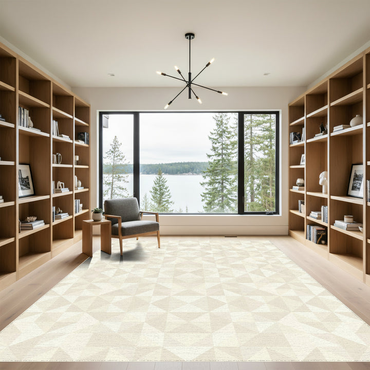 Geometric Diamond Textured Cream Rug