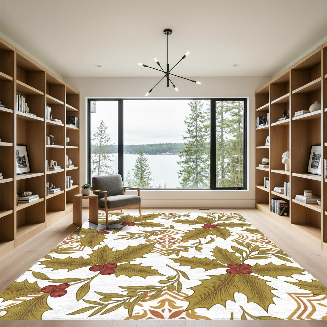 Olive Holly with Terracotta Tile Accent Rug