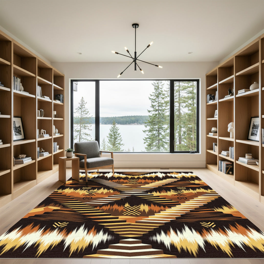Abstract Terracotta Staircase Ascent Rug