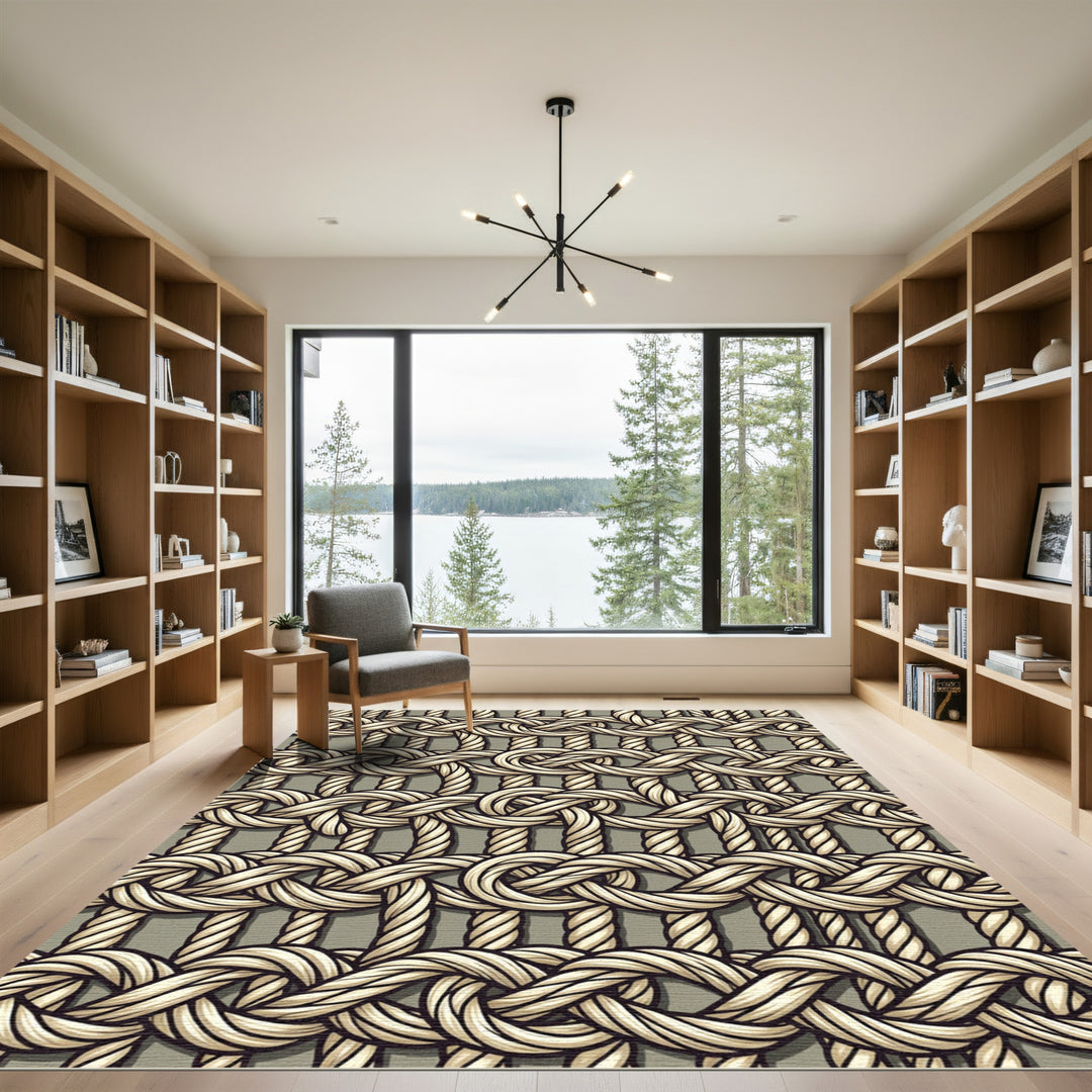Nautical Cream Interlocking Knot Rug