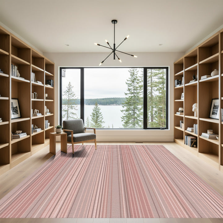 Soft Blush Stripe Textured Rug