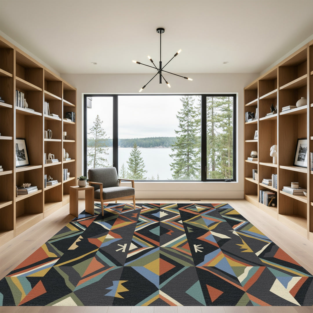 Earthy Tone Geometric Diamond Stripe Rug