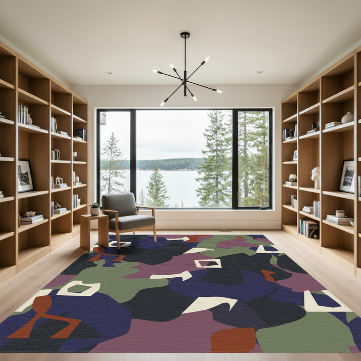 Abstract Earthy Tones Organic Shapes Rug