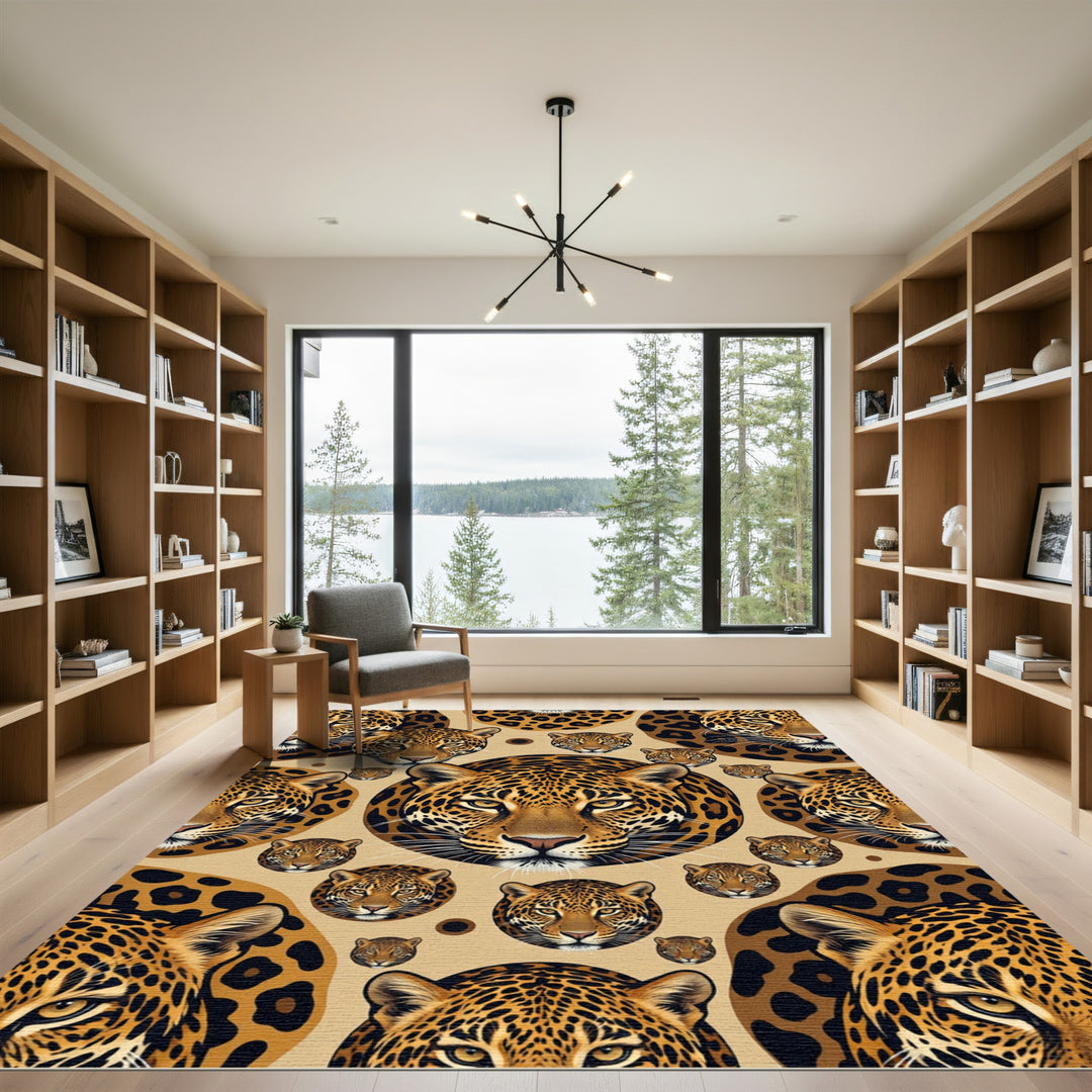 Golden Leopard Spot Collage Rug
