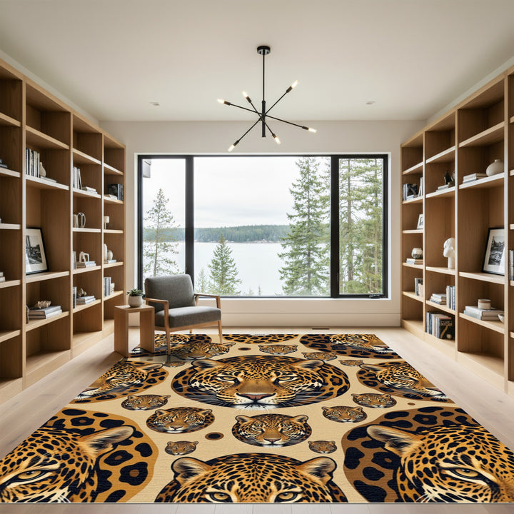 Golden Leopard Spot Collage Rug