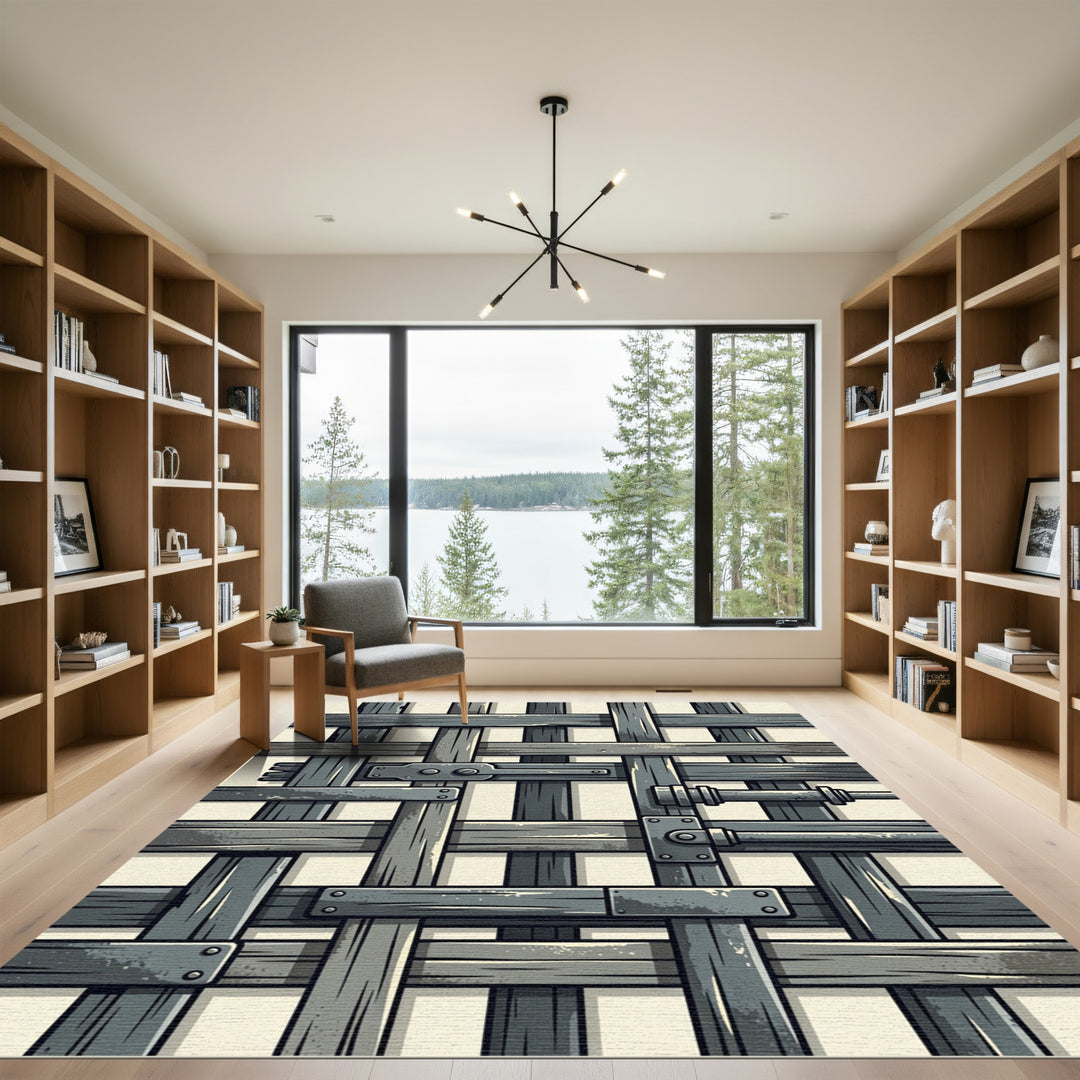 Gray Wood Lattice Barricade Rug