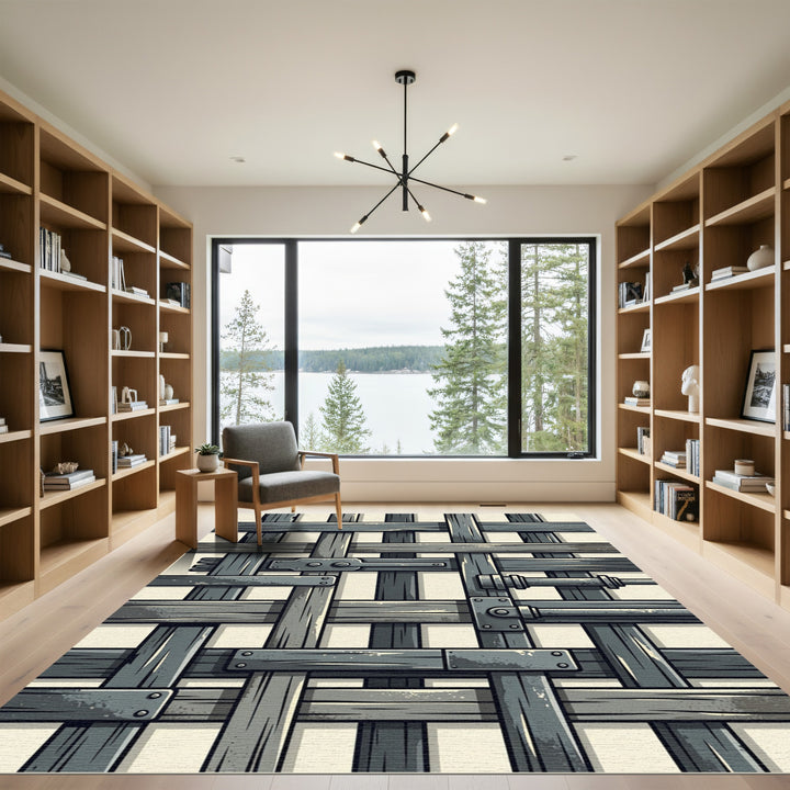 Gray Wood Lattice Barricade Rug