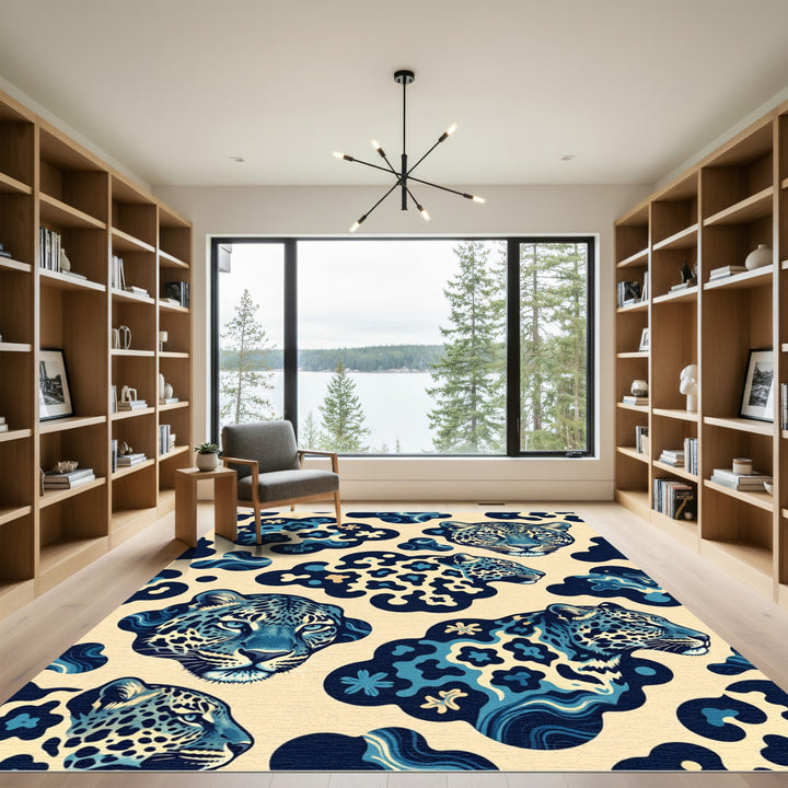 Blue Leopard Spots Abstract Cloud Rug