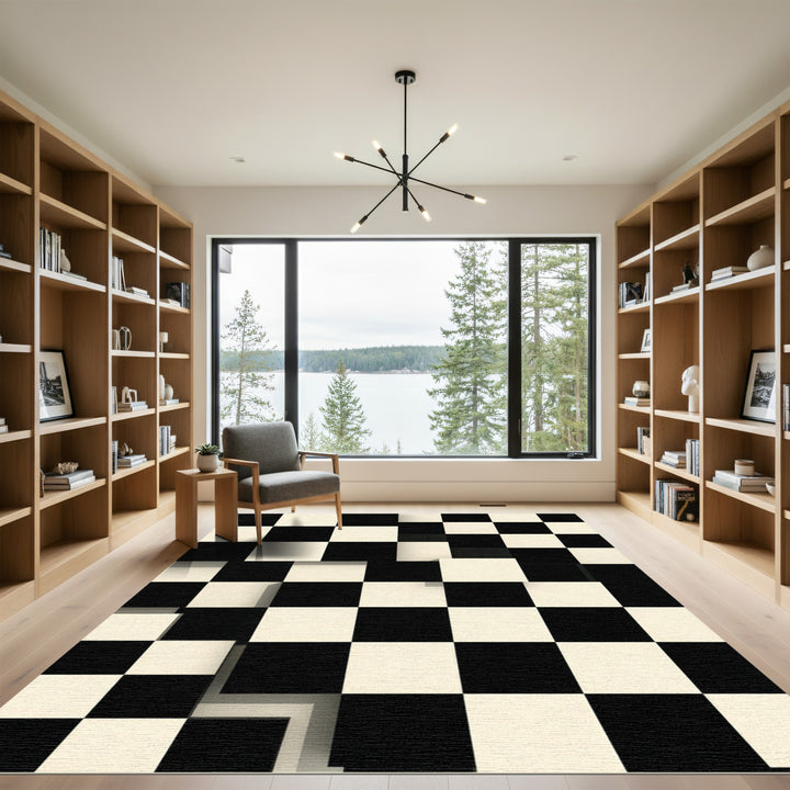 Bold Checkerboard Illusion Rug