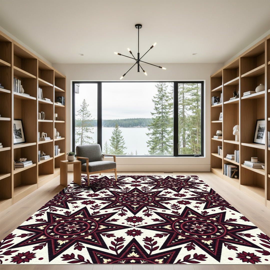 Crimson Medallion Star Garden Rug