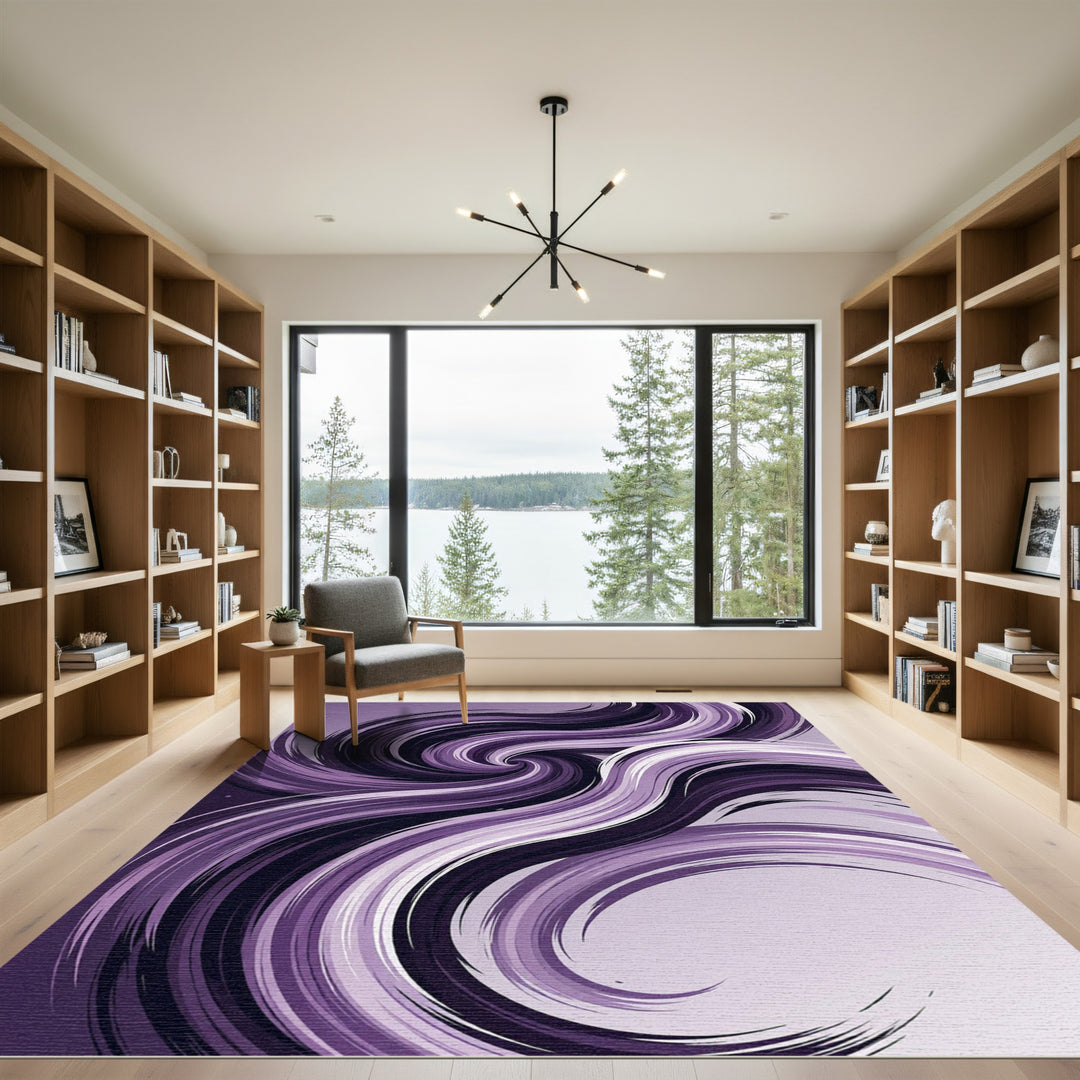 Vivid Swirl Purple Abstract Rug