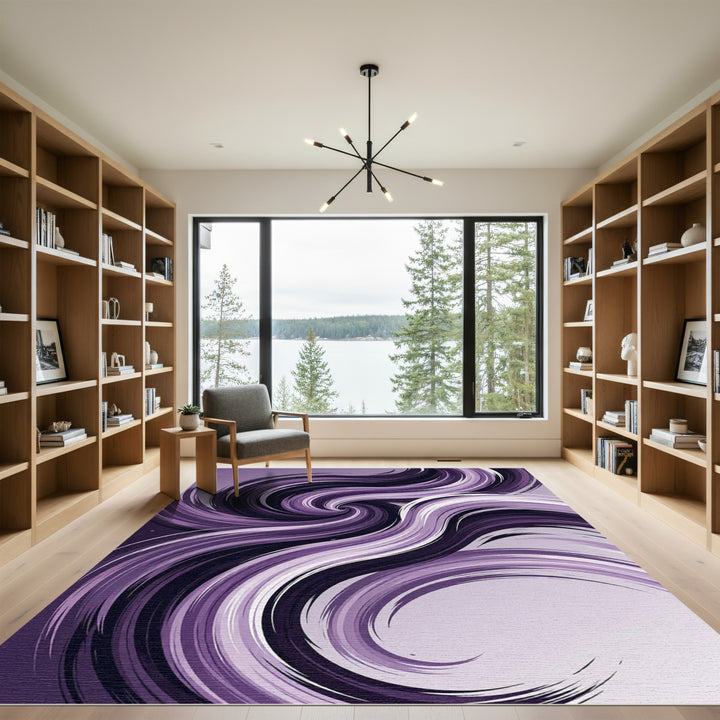Vivid Swirl Purple Abstract Rug