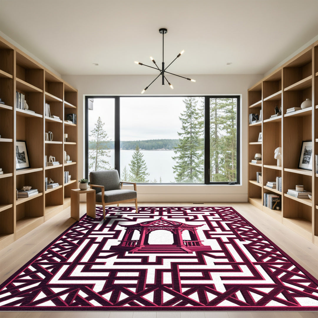 Crimson Gazebo Geometric Lattice Rug