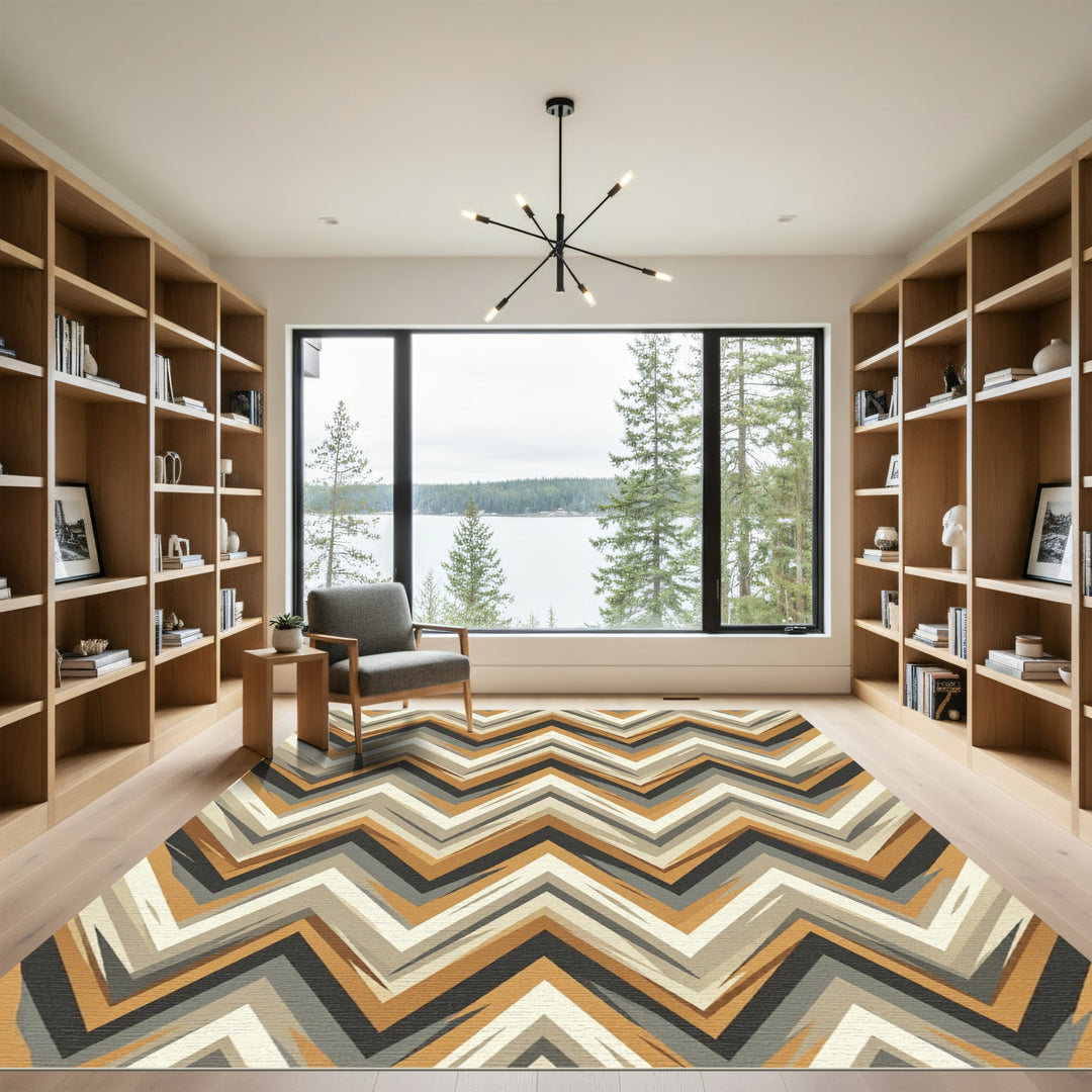 Geometric Earth Tone Zigzag Rug