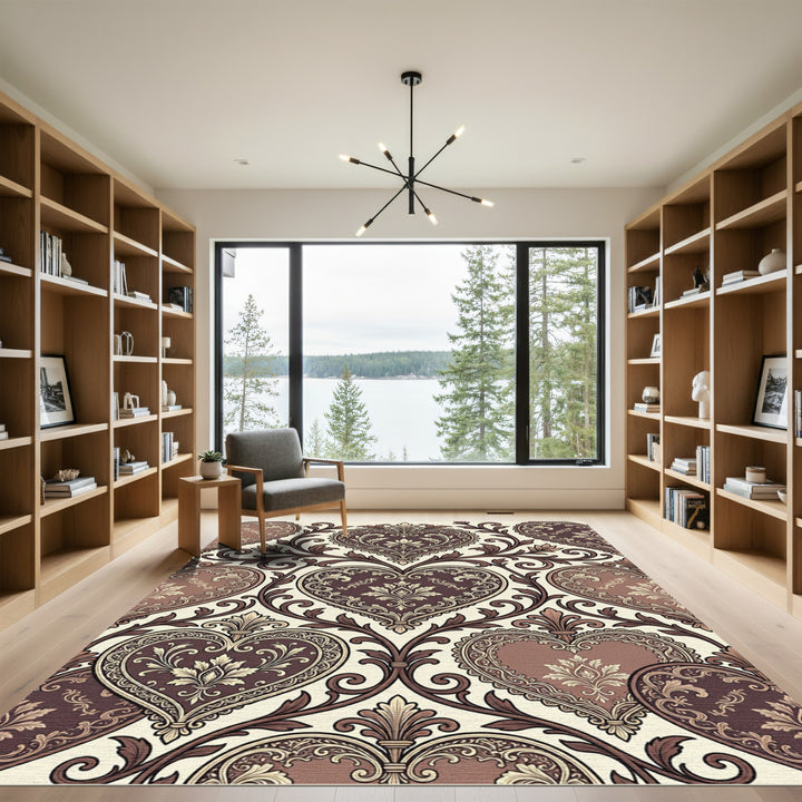 Ornate Victorian Heart Damask Rug