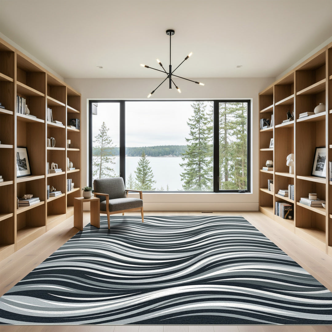 Monochromatic Wavy Abstract Rug