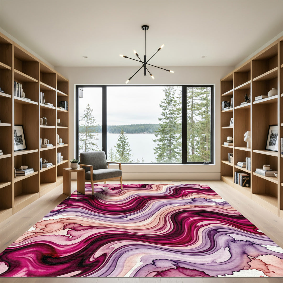 Vibrant Magenta Flowing Wave Rug