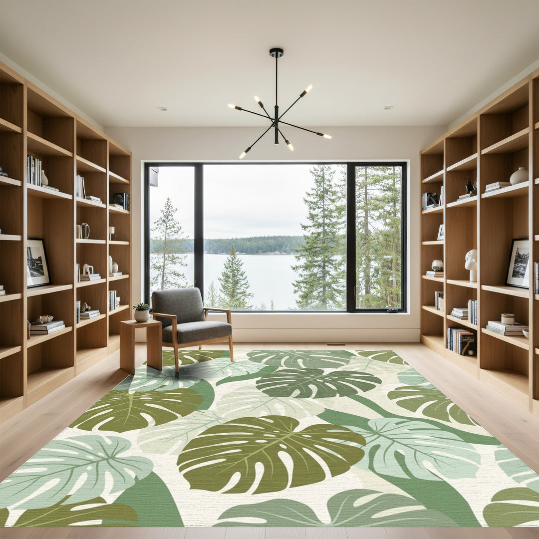 Tropical Monstera Leaf Medley Rug