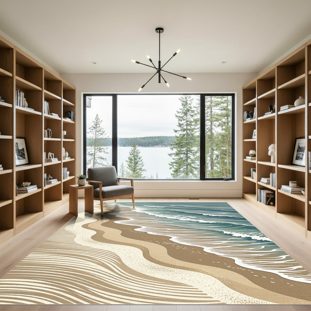 Abstract Coastal Waves Beach Rug