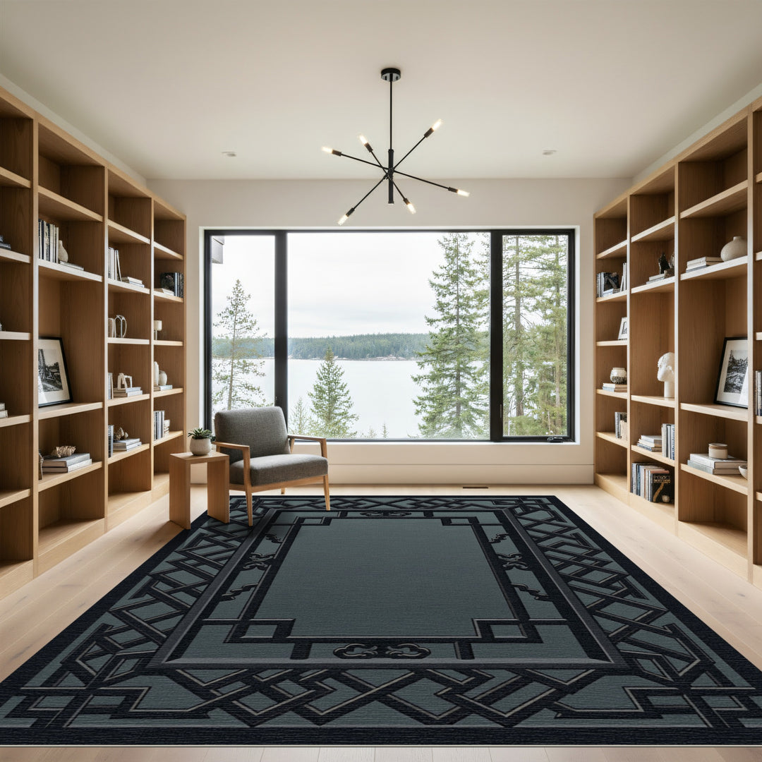 Dark Gray Lattice Zen Rectangle Rug