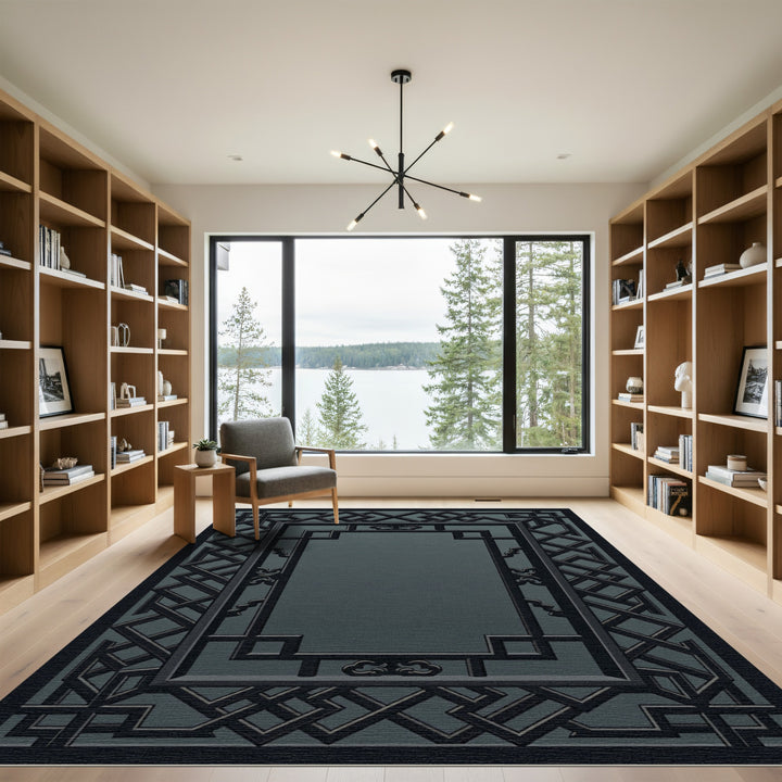 Dark Gray Lattice Zen Rectangle Rug
