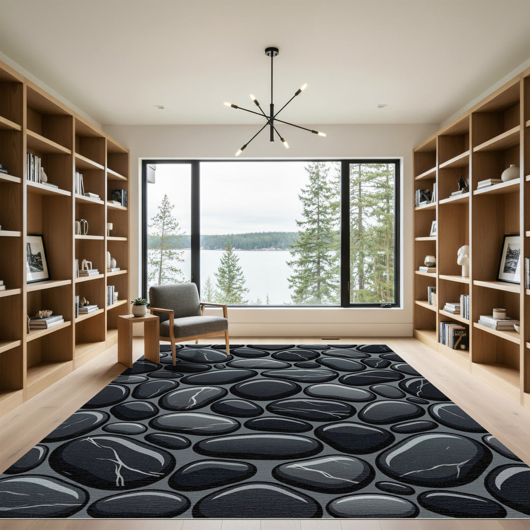 Dark Gray Natural Stone Layout Rug