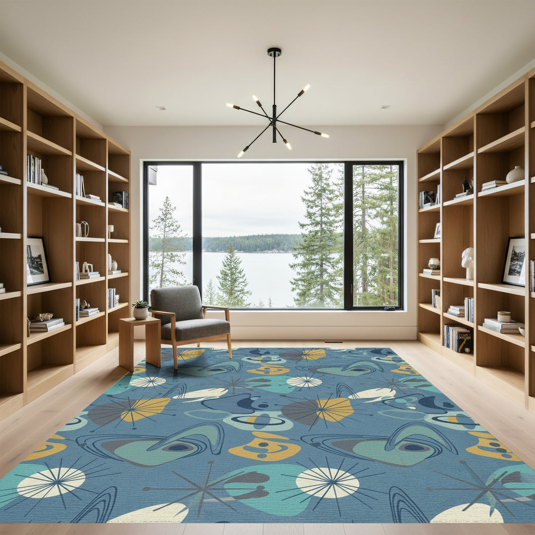 Atomic Mid Century Starburst Shapes Rug