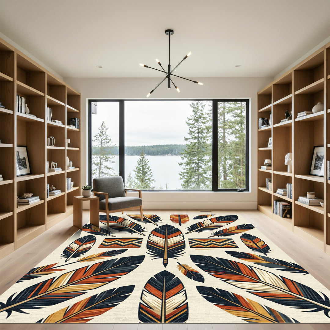 Tribal Feather Art Rug
