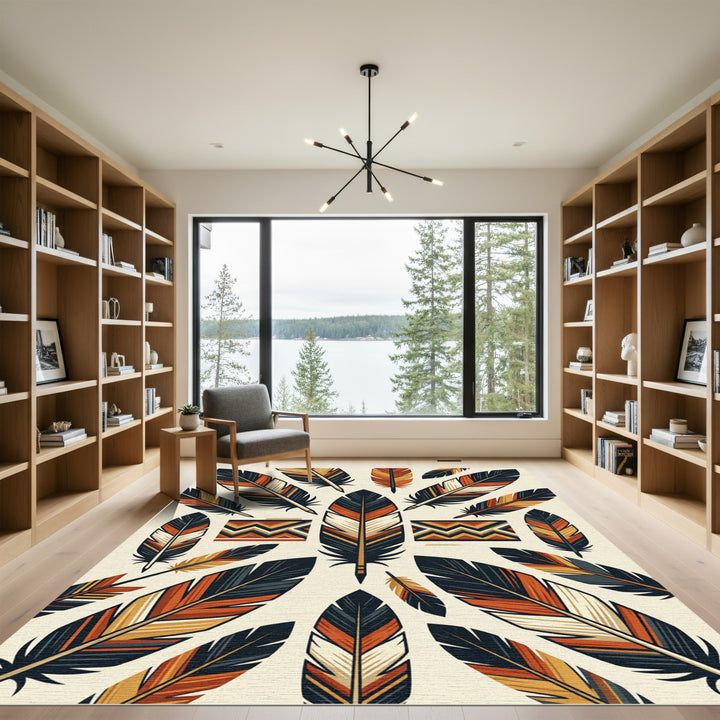 Tribal Feather Art Rug